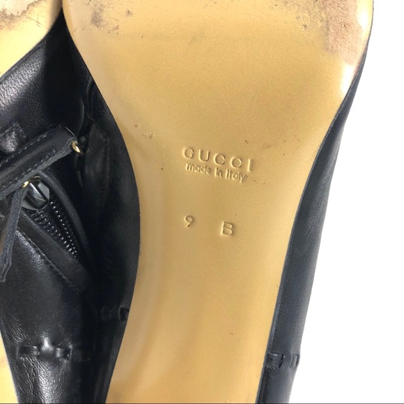 GUCCI black leather booties, made Italy, size 9 - Picture 15 of 15
